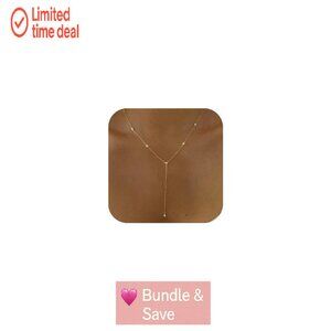 14k Gold Plated Lariat Necklace, 18.5" Length, Hypoallergenic, Gift